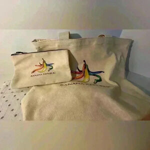 Banana Republic Canvas Tote with Zippered Pouch